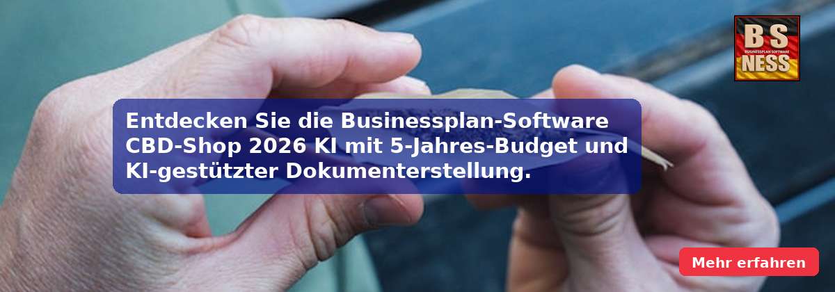 Entdecken Sie die Businessplan-Software CBD-Shop 2026 KI mit 5-Jahres-Budget und KI-gestützter Dokumenterstellung.